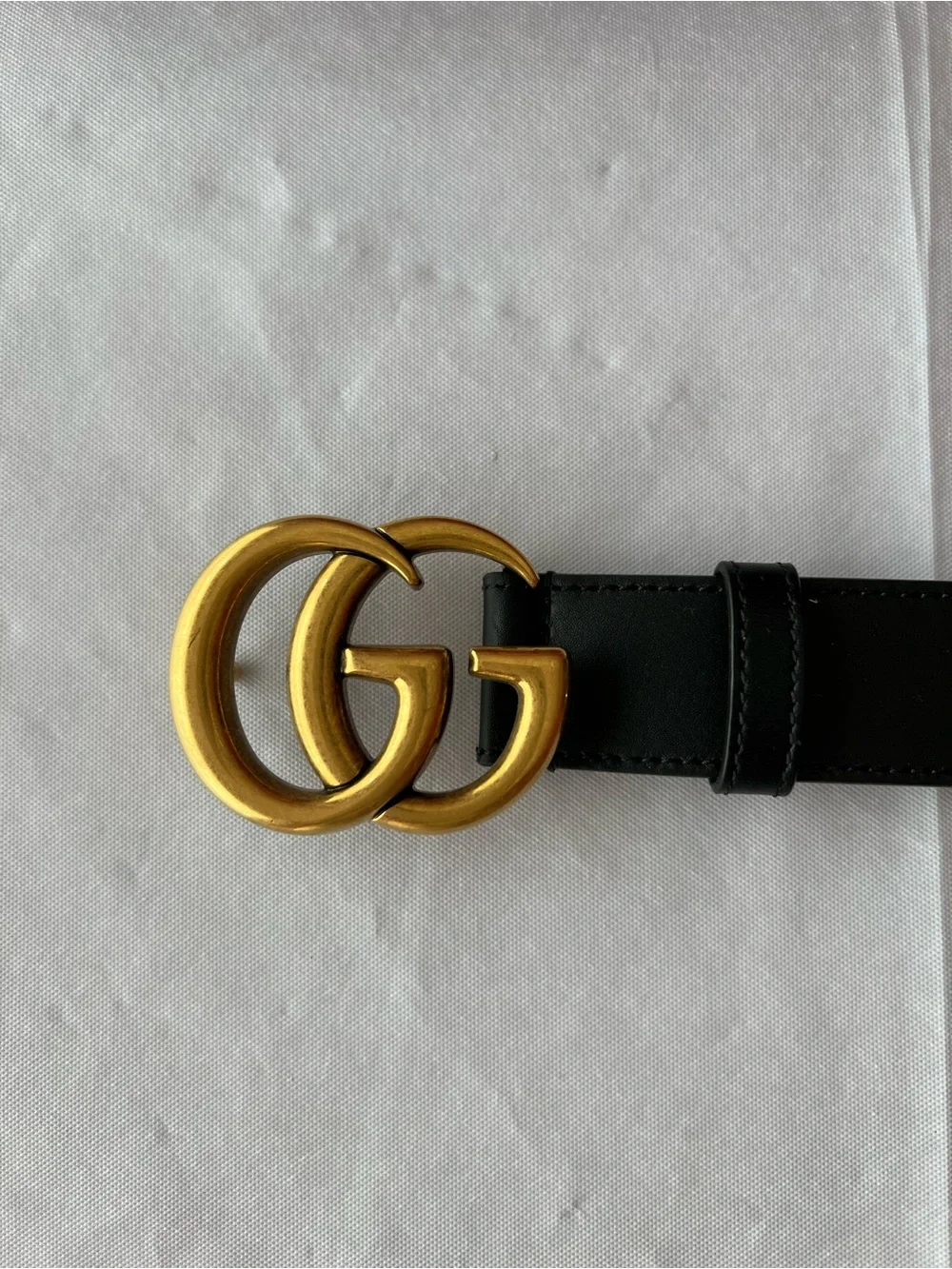 Gucci Black Leather Belt with Gold Double G Buckle